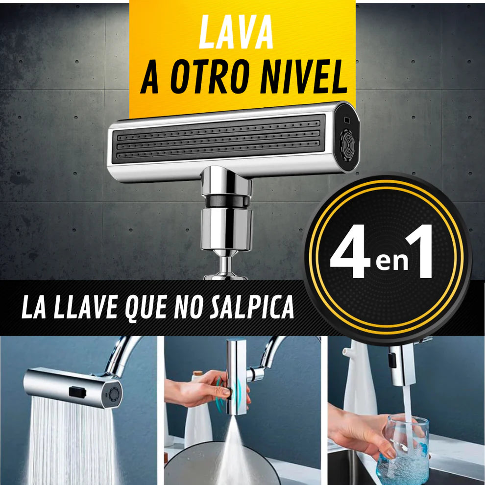 Grifo 4 en 1 : Gira y rocía – Mejora tu cocina en segundos!