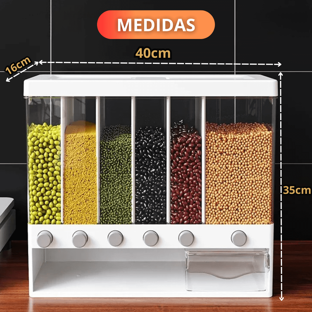 Dispensador 6 en 1 – Porcionador incluido – Orden y Frescura en tu cocina!
