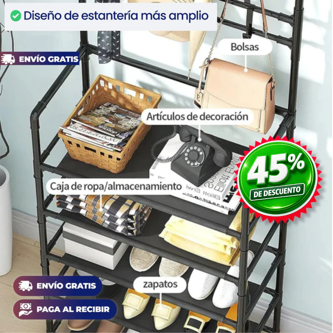 Organizador Zapatos + Perchero – 4 Niveles – Adiós desorden!
