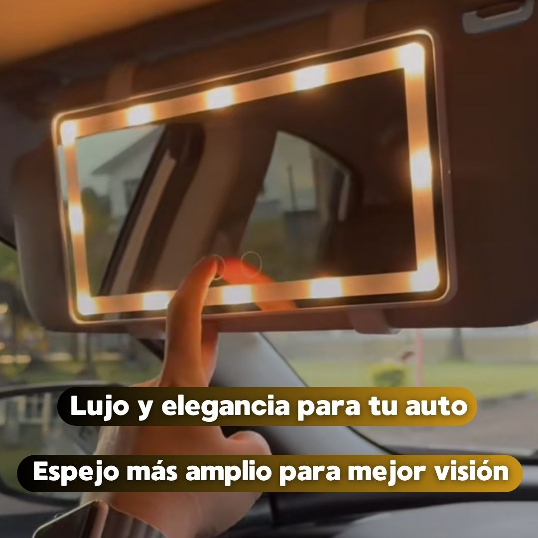 2X1 Espejos de Maquillaje Auto – LED Recargable USB – Luz Perfecta Siempre!