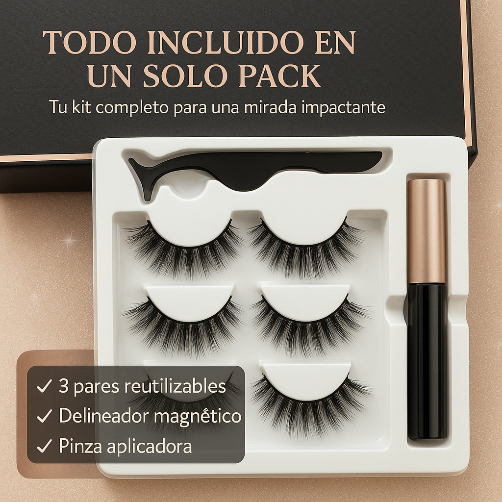 SET PESTAÑAS MAGNÉTICAS + 1 Delineador y 1 Pinza GRATIS 🎁