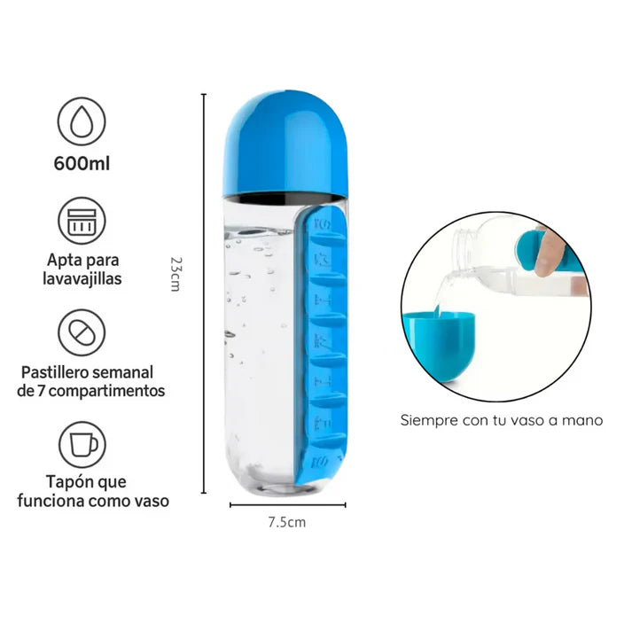 Botella Médica 3 en 1 – Hidratación y Salud en un solo paso!