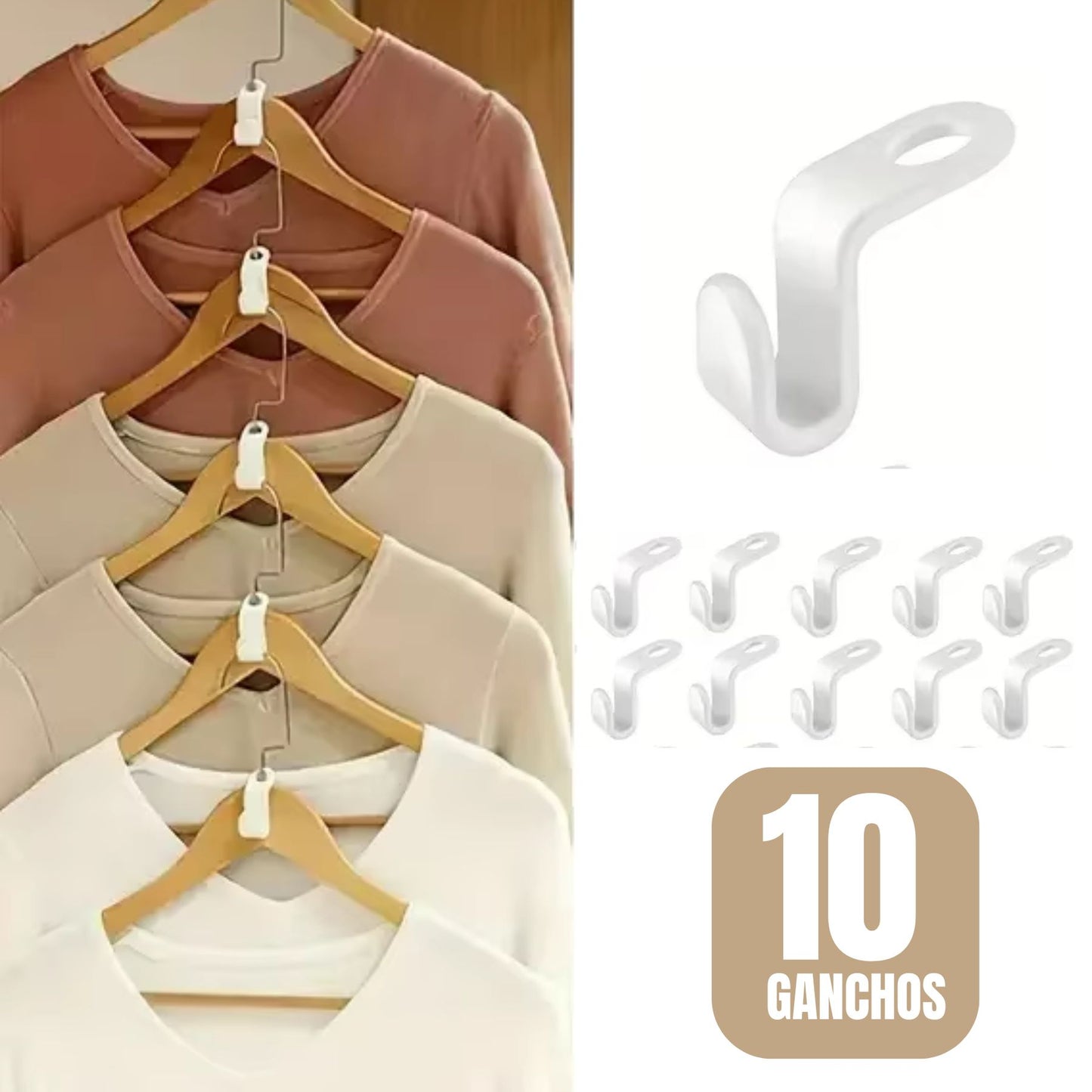 Ganchos Multi-Espacio. Organiza tu Clóset – ¡Duplica tu Capacidad!