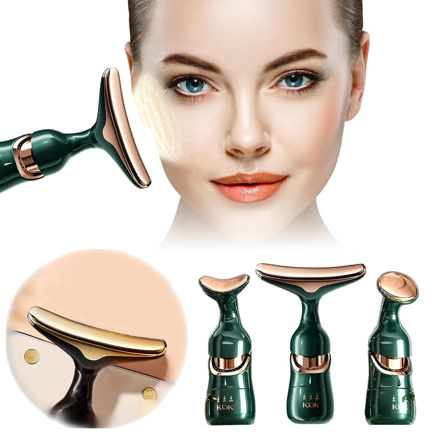 Masajeador Facial 3 en 1 – Calor + Colágeno – Piel Reafirmada!