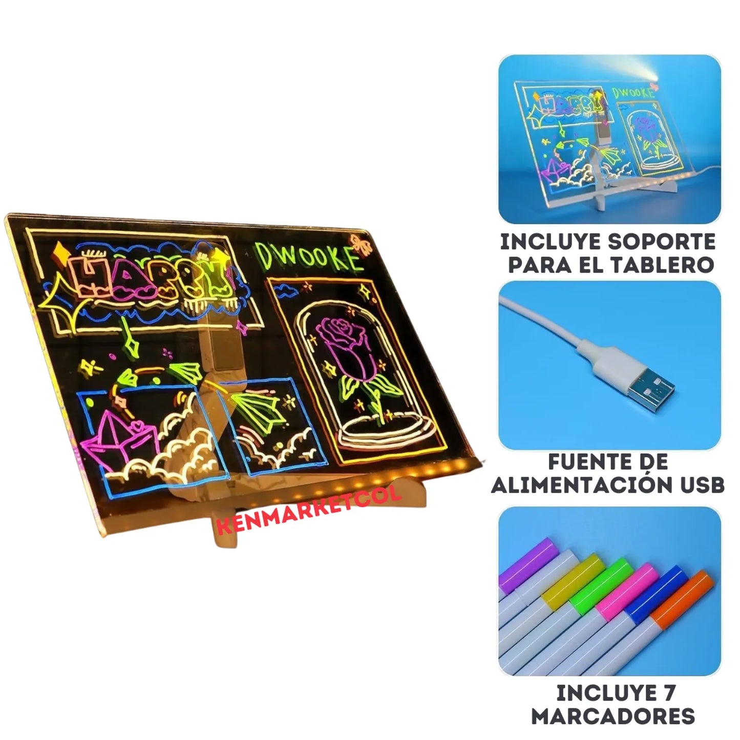 Pizarra LED Familiar – Organiza y Crea – Hogar Más Brillante y Conectado!