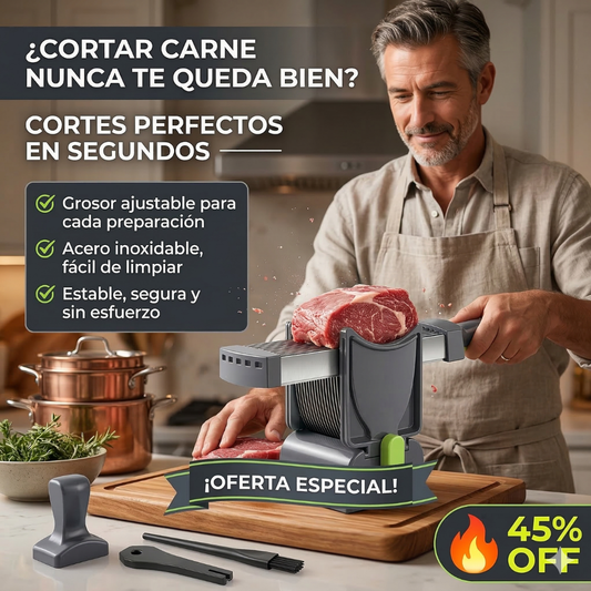 Cortadora de Carne Profesional – Grosor Ajustable – Cortes Perfectos + Accesorios!