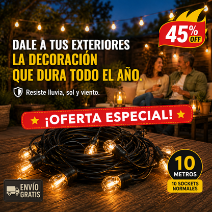 Guirnalda Exterior – Ilumina Tu Jardín – Estilo que Perdura al Clima.