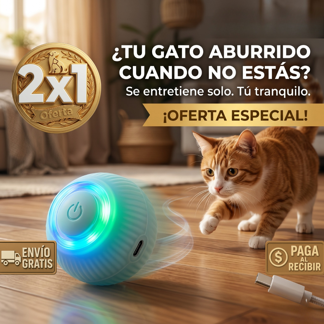 2x1 Pelota Interactiva  – Sensor 360° – Entretiene Solo Sin Que Estés!