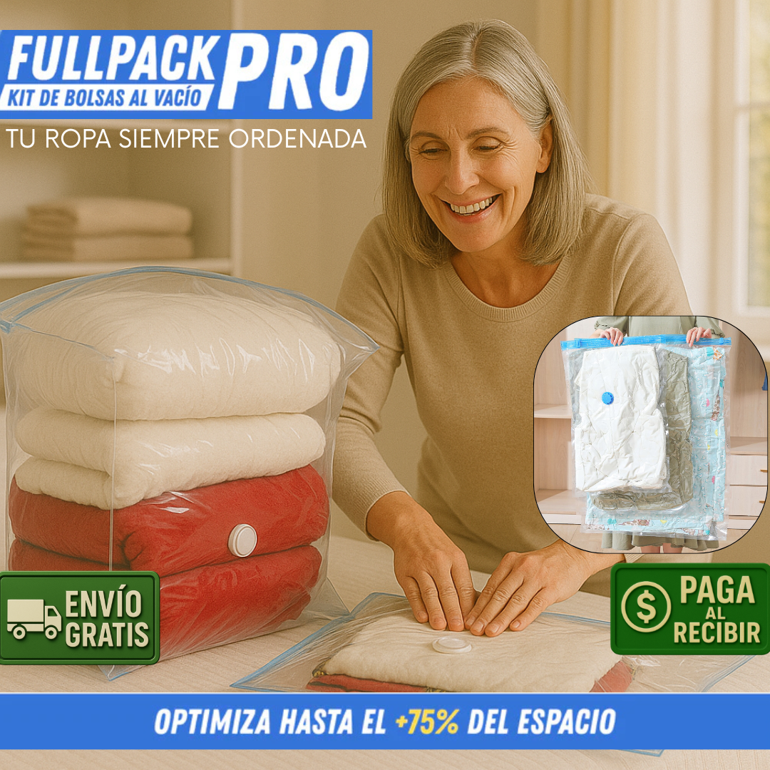 12 Bolsas Al Vacio - Ahorro 75% de espacio + bomba GRATIS!