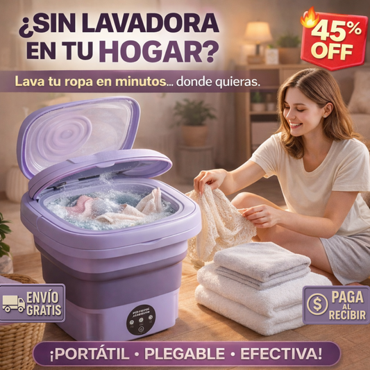 Mini Lavadora Plegable 8L – Lava y Escurre – Sin Lavandería Ni Espera