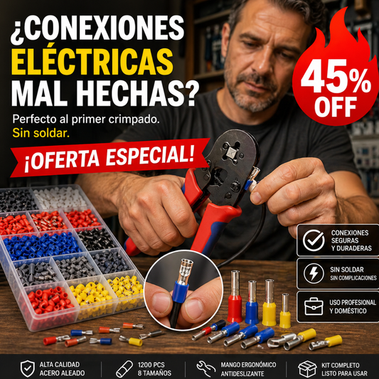 Alicate Crimpado + 1200 Piezas – AWG22-7 – Conexiones Perfectas Siempre!