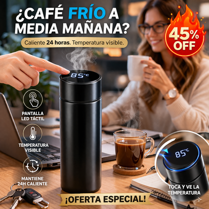 Termo Inteligente Inoxidable – Pantalla LED – Café y Té a Temperatura Perfecta