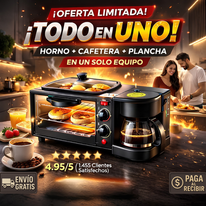 Máquina Desayuno Multifunción – Ahorra Tiempo y Espacio – 3 Funciones en 1!