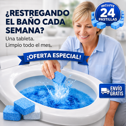 24 Tabletas Efervescentes Inodoro – Descalcifica y Desodoriza – Sin Restregar