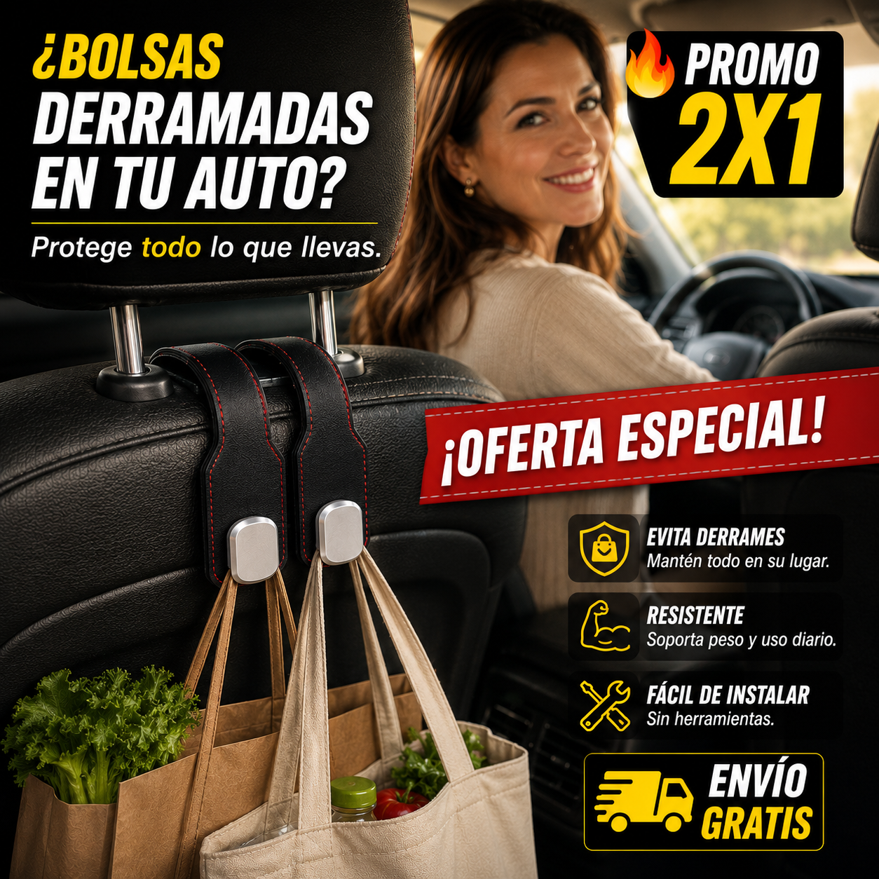 2x1 Gancho Max – Sujeta TODO Firmemente – Adiós Derrames y Desorden!