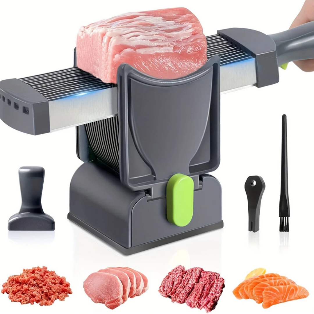 Cortadora de Carne Profesional – Grosor Ajustable – Cortes Perfectos + Accesorios!
