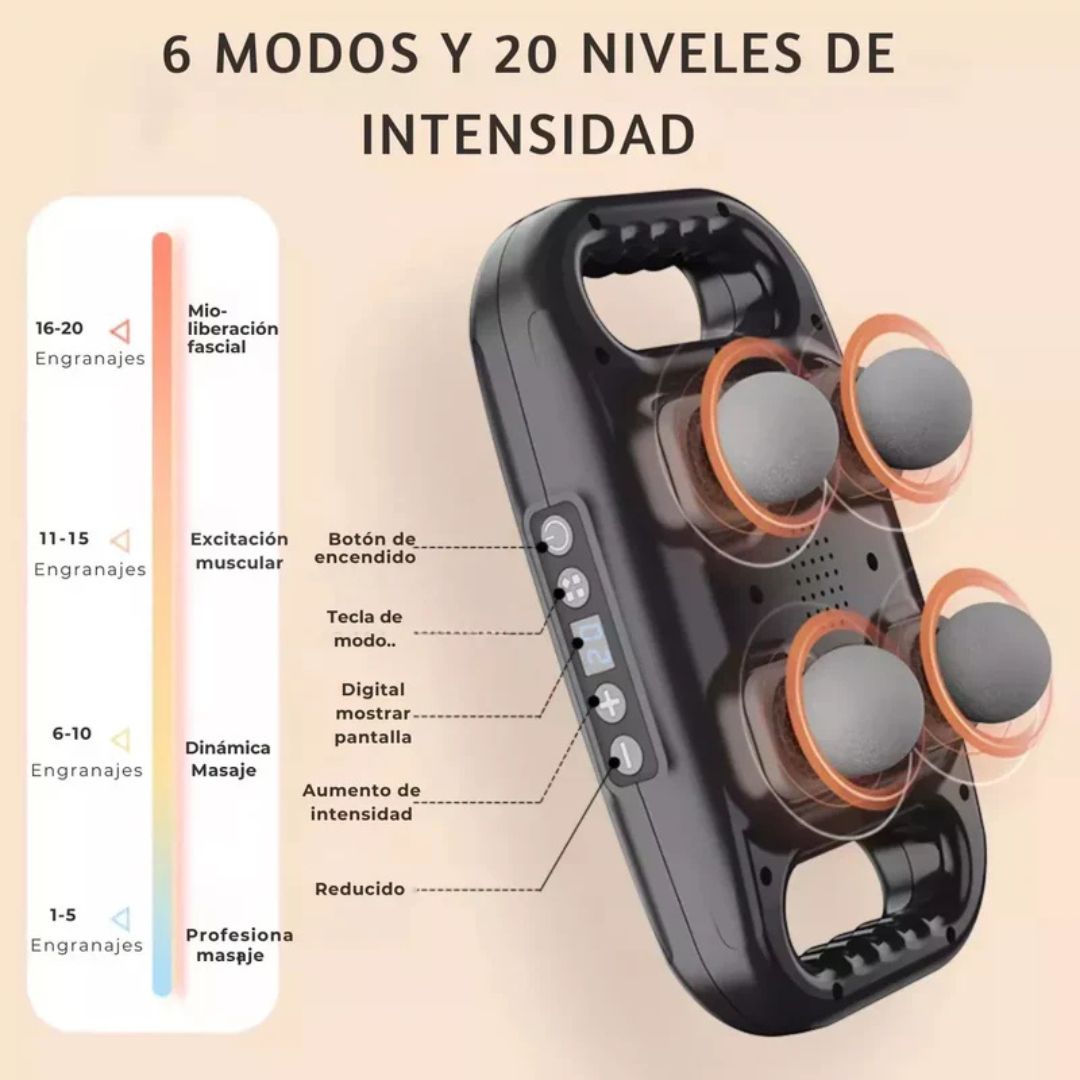 Masajeador muscular profundo 4 cabezales PRO - EL ALIVIO QUE MERECES!