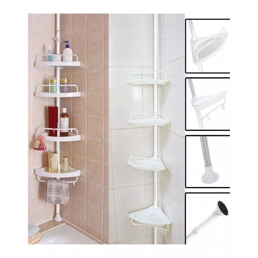 Organizador Esquinero Baño 4 Repisas – Acero Inoxidable – El orden que buscas!