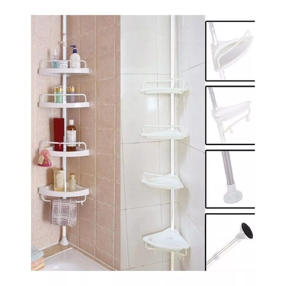 Organizador Esquinero Baño 4 Repisas – Acero Inoxidable – El orden que buscas!