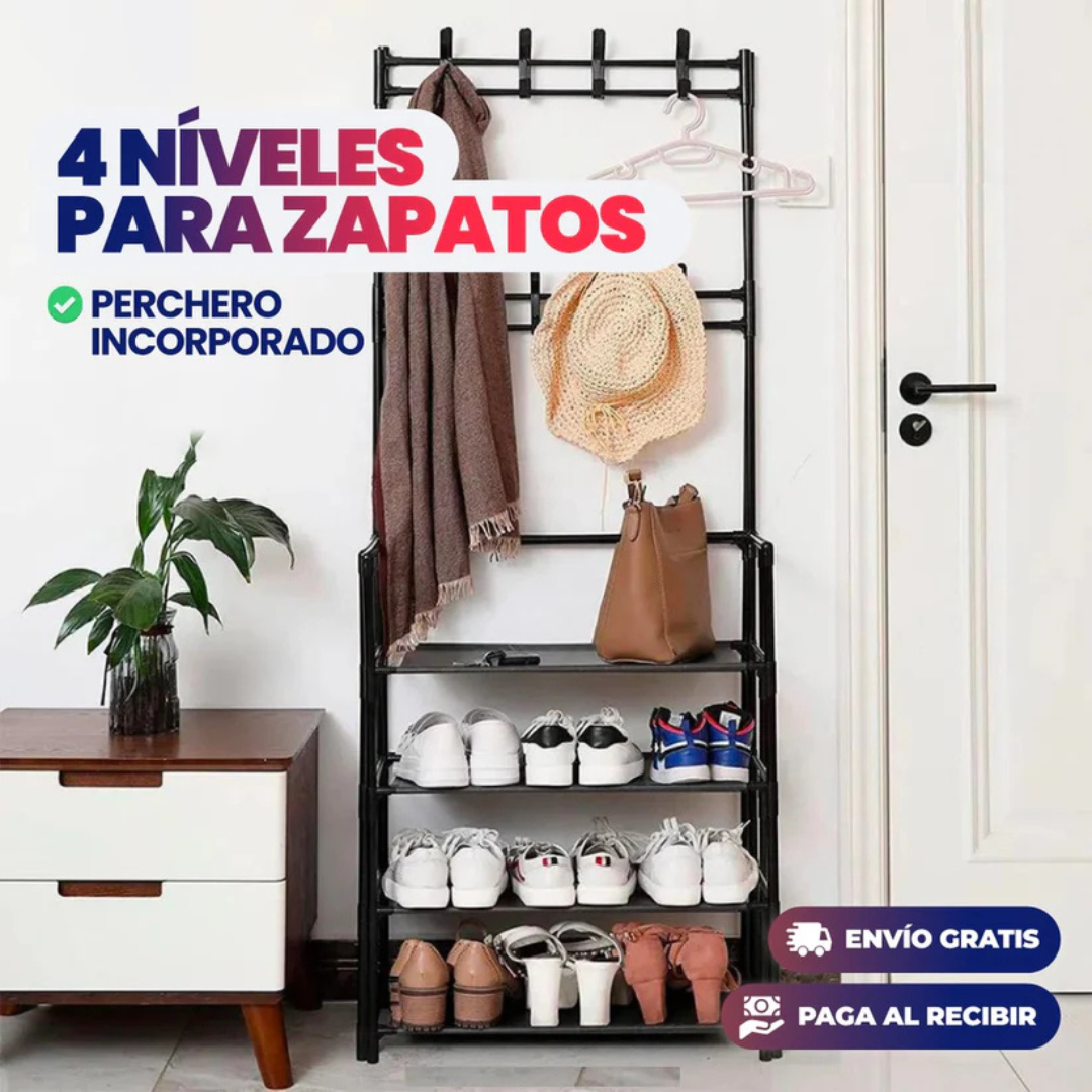 Organizador Zapatos + Perchero – 4 Niveles – Adiós desorden!