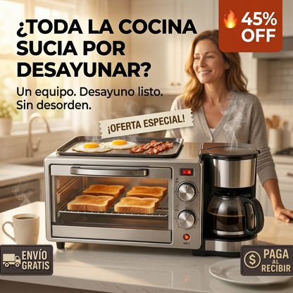 Máquina Desayuno Multifunción – Ahorra Tiempo y Espacio – 3 Funciones en 1!