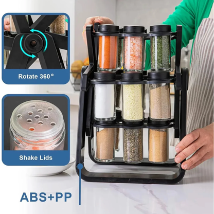 Especiero Giratorio 360° – 18 Frascos Herméticos – Cocina Organizada