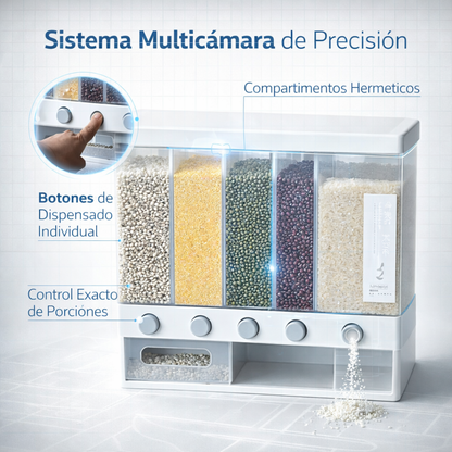 Dispensador 6 en 1 – Porcionador incluido – Orden y Frescura en tu cocina!