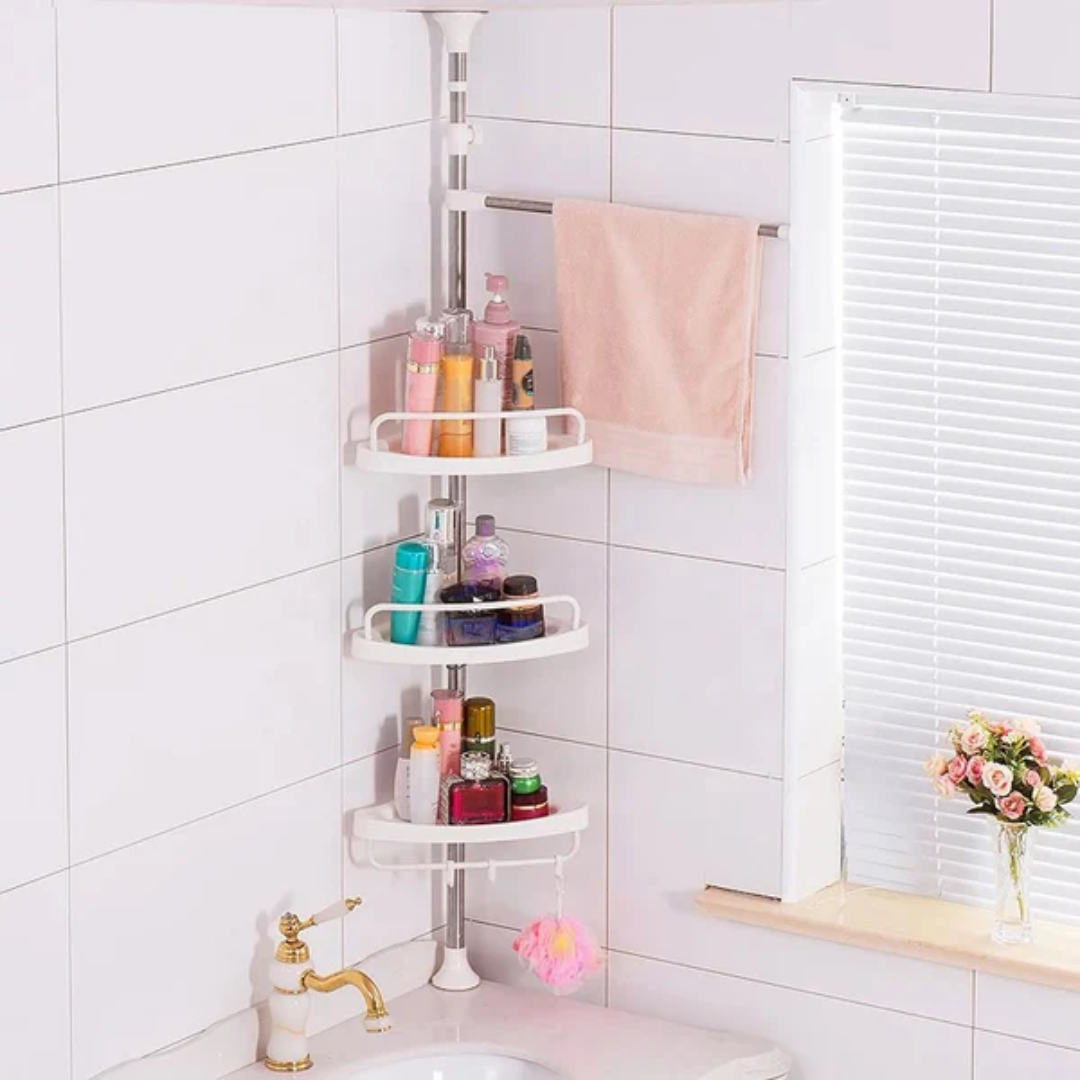 Organizador Esquinero Baño 4 Repisas – Acero Inoxidable – El orden que buscas!