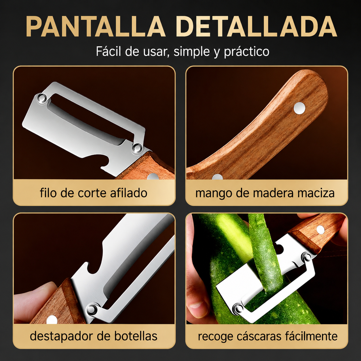 2x1 PELADOR SUIZO MULTIUSOS – Acero inoxidable- Pela Rápido y fácil!