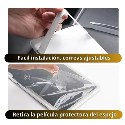 2X1 Espejos de Maquillaje Auto – LED Recargable USB – Luz Perfecta Siempre!