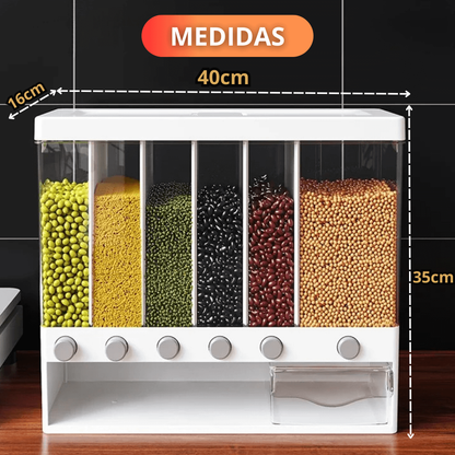 Dispensador 6 en 1 – Porcionador incluido – Orden y Frescura en tu cocina!