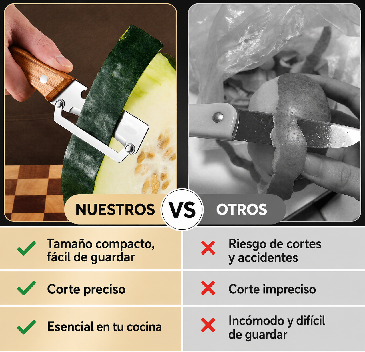 2x1 PELADOR SUIZO MULTIUSOS – Acero inoxidable- Pela Rápido y fácil!