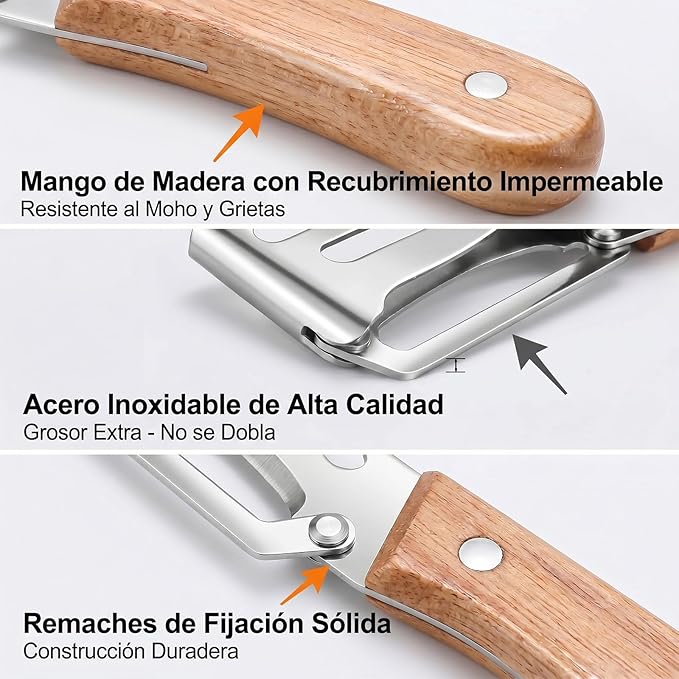 2x1 PELADOR SUIZO MULTIUSOS – Acero inoxidable- Pela Rápido y fácil!