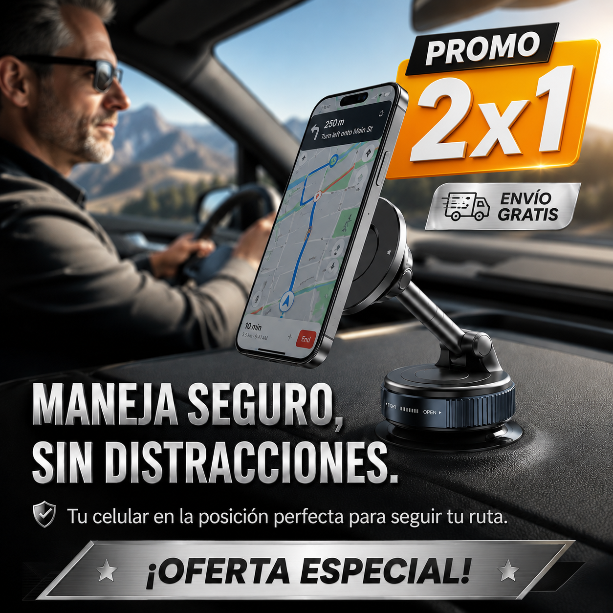 2x1 Soporte Magnético – Atención al Camino – Viajes 100% Seguros
