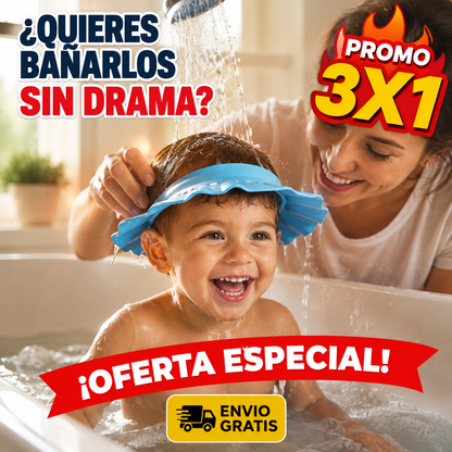 3x1 Gorros de Baño – Protege Ojos y Oídos – Baños sin Lágrimas!