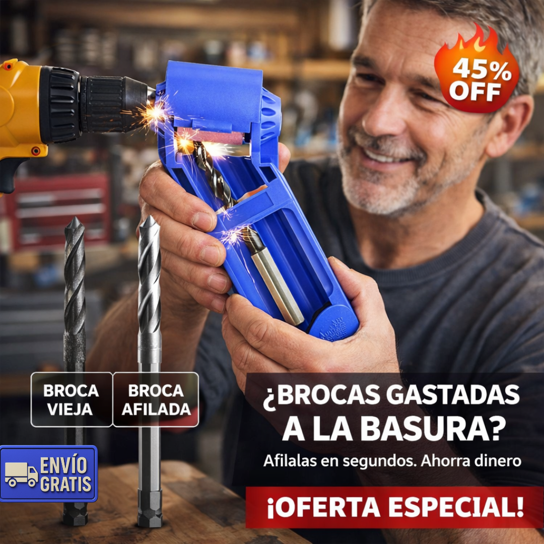 2x1 Afilador Portátil de Brocas – Compatible Todos los Tamaños – Ahorra y Gana!
