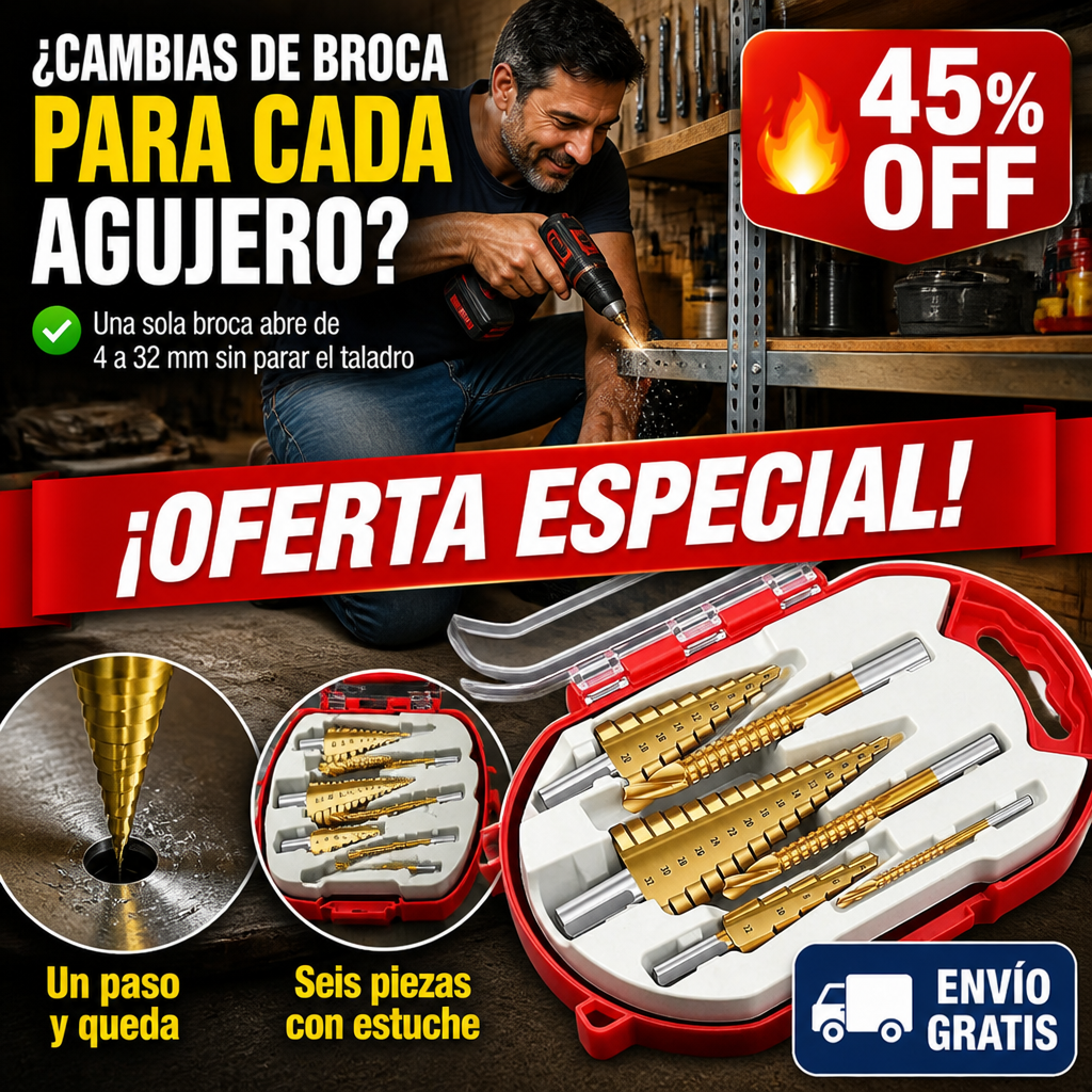 Set 6 Brocas Escalonadas – Abre de 4 a 32 mm Sin Cambiar de Punta! — imagen 1