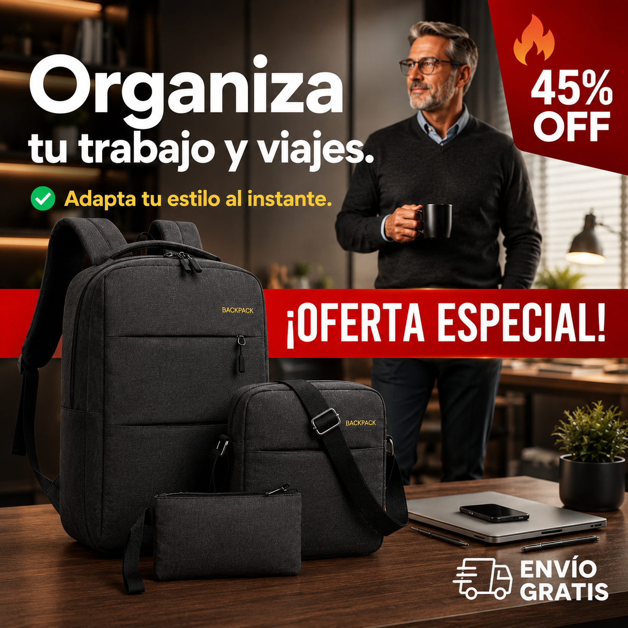Mochila Ejecutiva 3 en 1 – Transforma tu día – Elegancia y eficiencia sin límites!