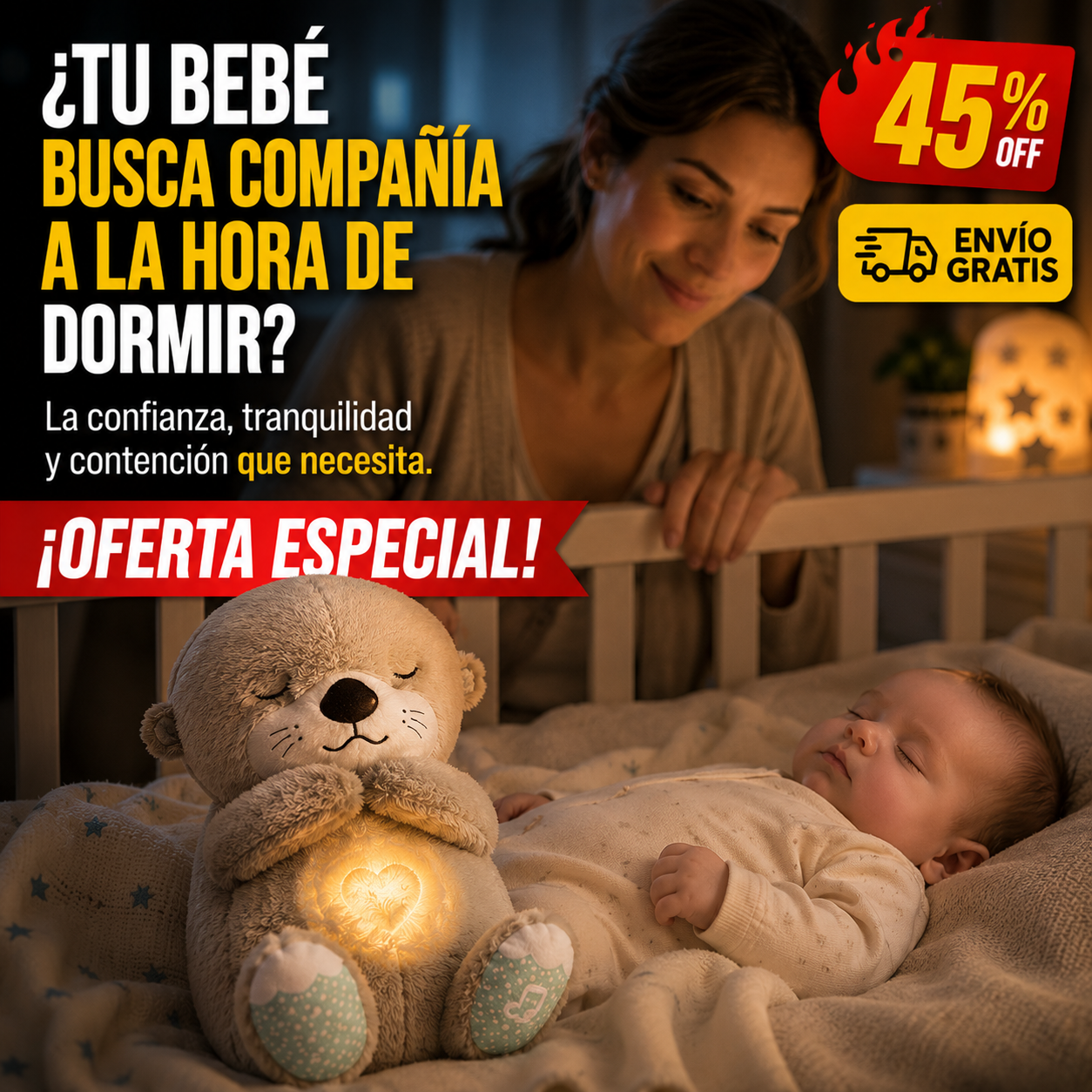Peluche Nutria – Compañía para tu bebé – Sueño Seguro y Profundo