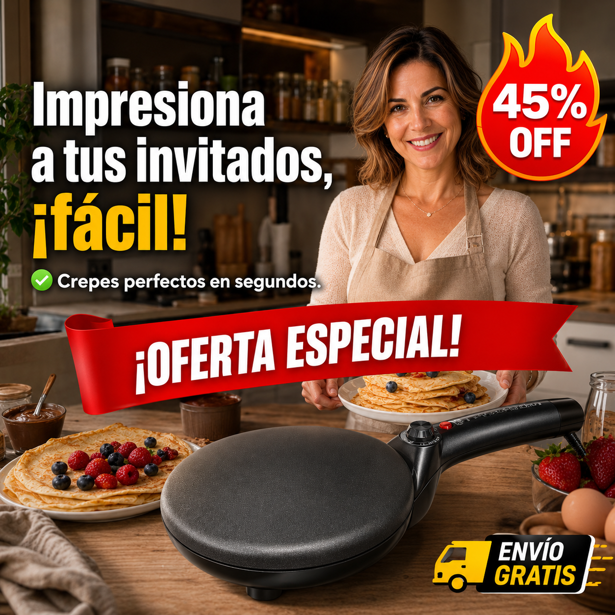 Crepera Instantánea – Prepara Delicias Rápidas – Impresiona sin Esfuerzo