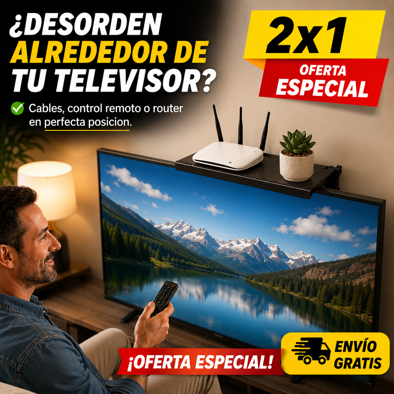 2x1 Estante TV – Ordena Dispositivos – Espacio Moderno Sin Desorden