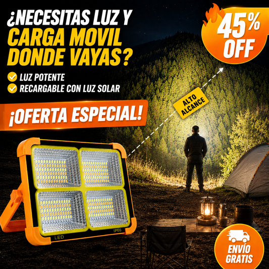 Foco Solar Autónomo – Ilumina & Carga – Tu Energía Off-Grid Siempre
