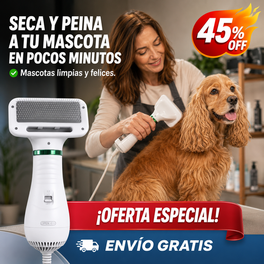 Secador Cepillo para tu mascota – Ahorra Tiempo  – Pelo Perfecto Rápido