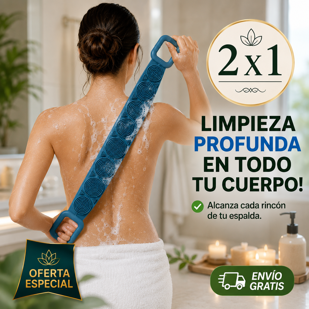 2x1 Limpiador flexible para tu espalda – Llega a todas las partes de tu cuerpo - Piel Clara y Suave