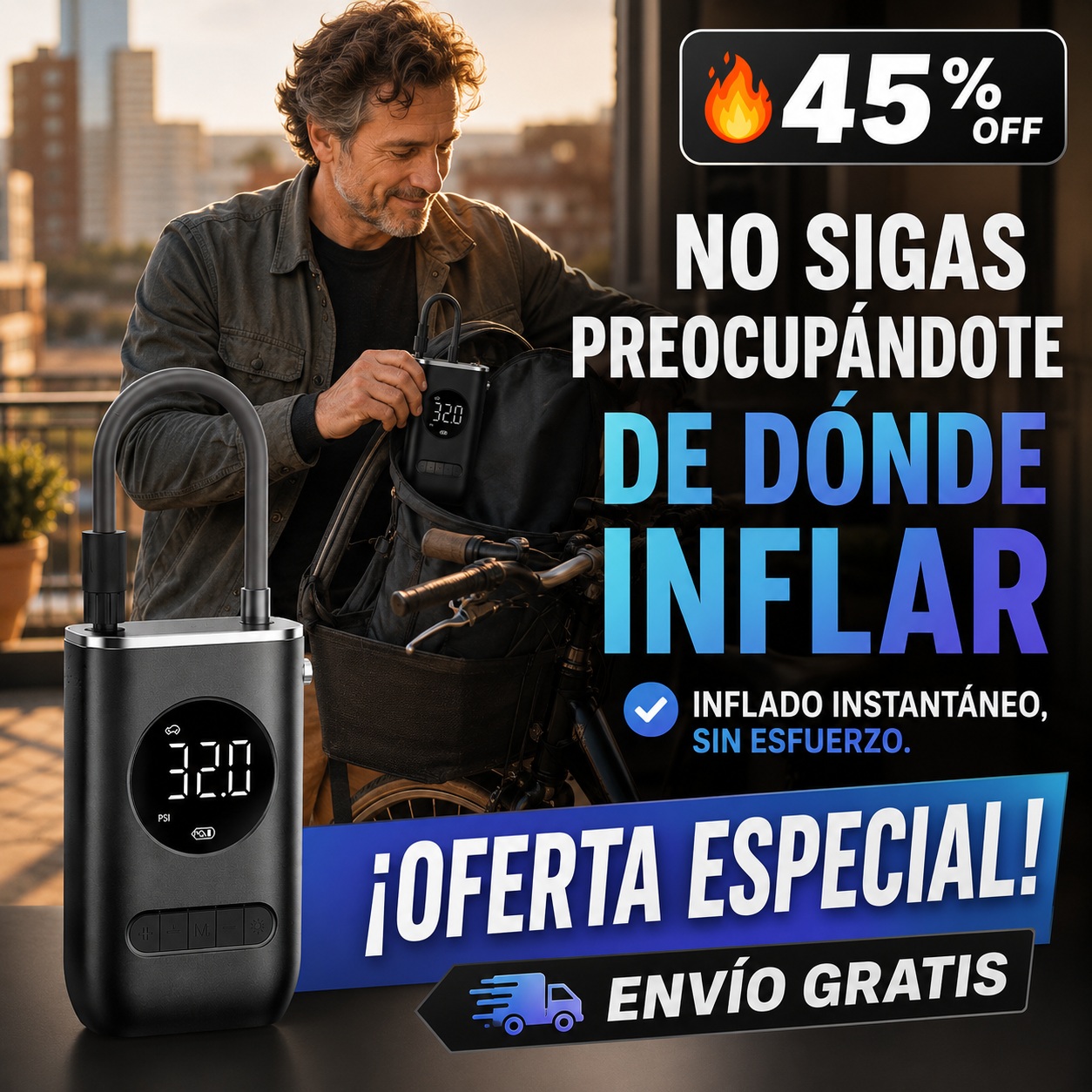 Mini Compresor Eléctrico – Inflado Instantáneo – Libertad Urbana Sin Esfuerzo