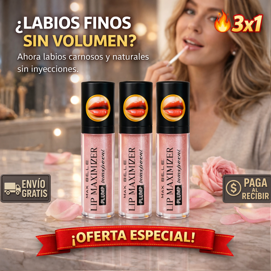3x1 Gloss Relleno de Labios – Vitamina E y HA – Hidrata y Volumiza sin Dolor