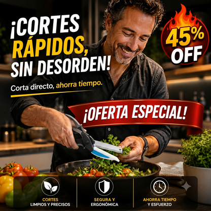 2x1 Tijera Inteligente – Pica al Instante – Ahorra Tiempo en Cocina!