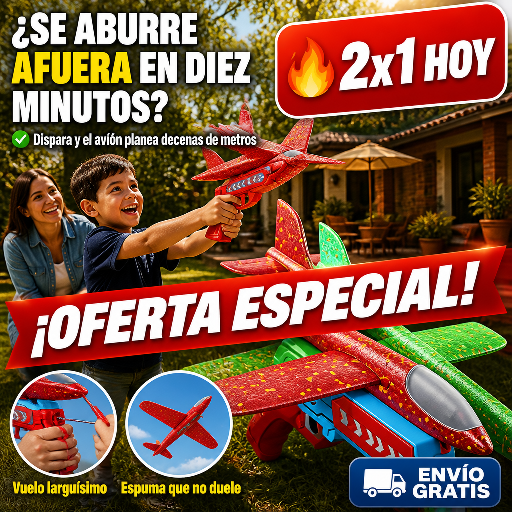 2x1 Pistola Lanza Aviones – Vuelan Lejísimo – ¡Se Entretienen Solos Afuera! — imagen 1