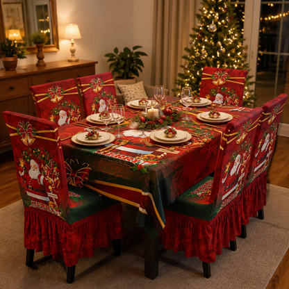 Set Navideño 7 Piezas – Mantel y 6 Fundas de Silla – La Mesa Lista en 5 Minutos — imagen 2