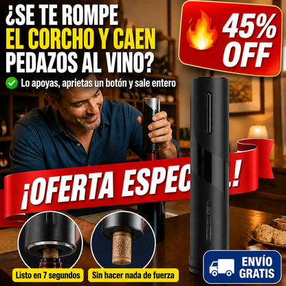 Sacacorchos Eléctrico Automático – Descorcha en 7 Segundos sin Romper el Corcho – Incluye Corta Cápsulas — imagen 1